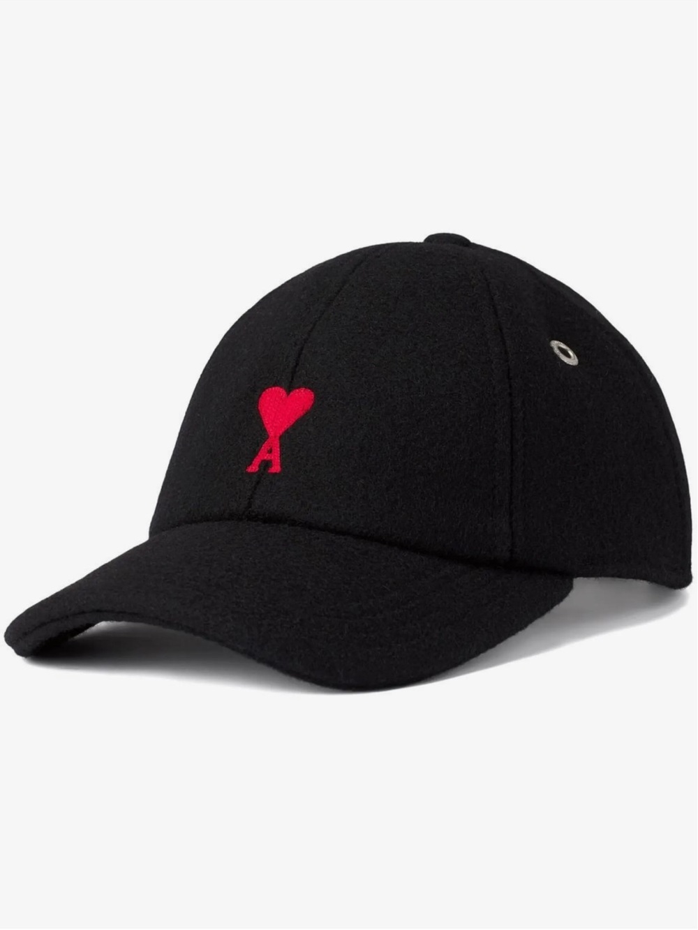 AMI PARIS Black & Red De Coeur Embroidery Cap